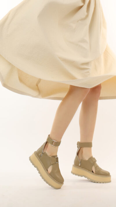 Wear Natural Women's Leather Platform Sandals In Beige