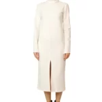 Wear Natural Women's Casual Midi Wool Dress In Pure White